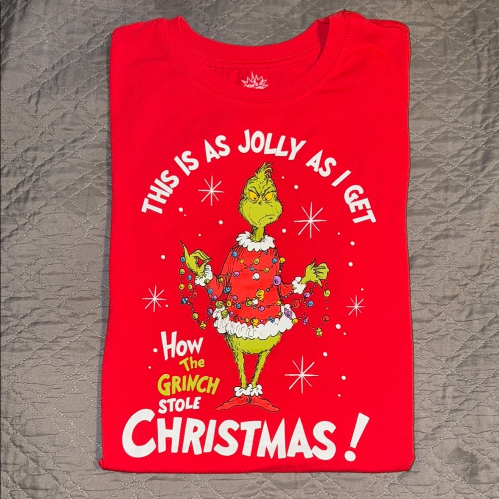 Dr. Seuss “How The Grinch Stole Christmas” Red Christmas Holiday Graphic Tee
